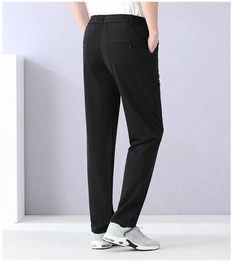 Men Ice Silk Mesh Pants Summer Loose Waist Black — feature 15
