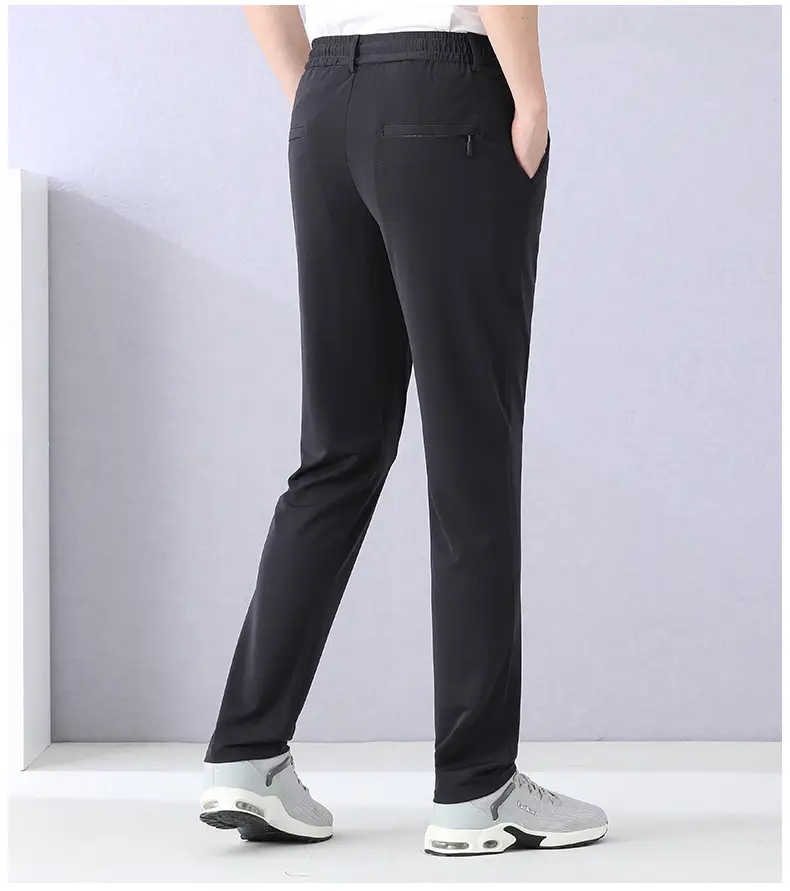 Men Ice Silk Mesh Pants Summer Loose Waist Black — feature 17
