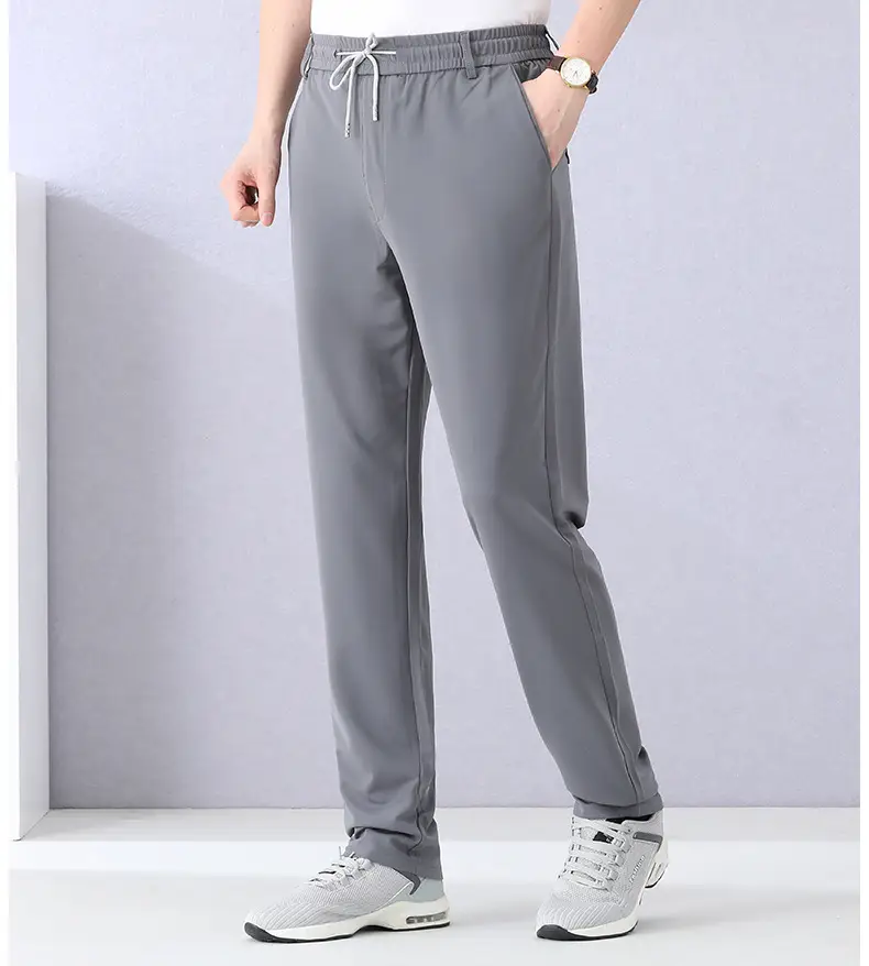 Men Ice Silk Mesh Pants Summer Loose Waist Black — feature 18