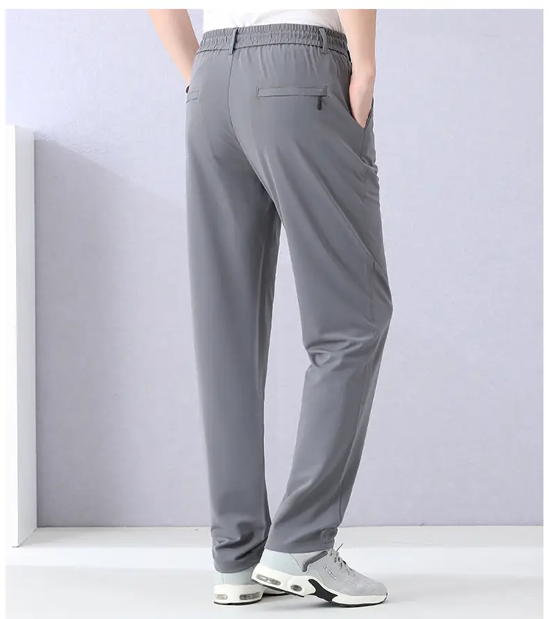 Men Ice Silk Mesh Pants Summer Loose Waist Black — feature 19