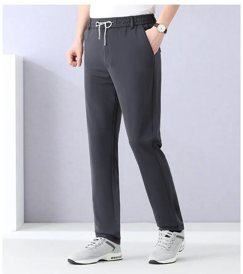 Men Ice Silk Mesh Pants Summer Loose Waist Black — feature 20