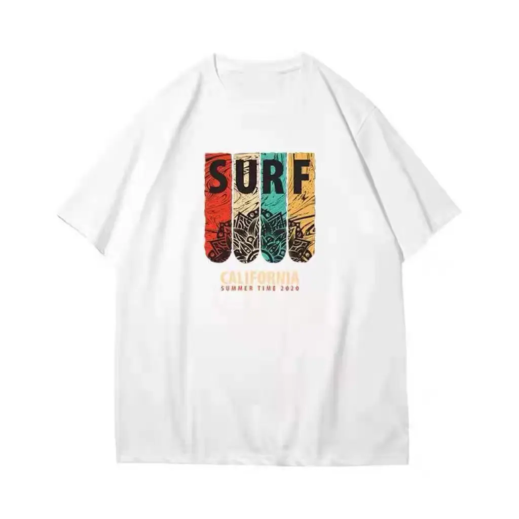 Men China Surf California Print T-Shirt Plus Size Cotton - Image 22