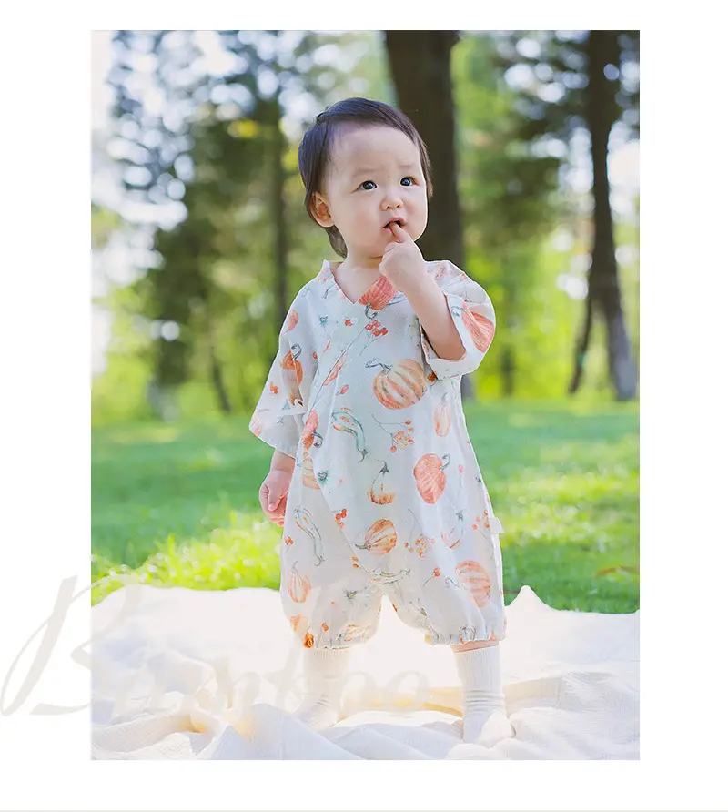 Newborn Romper Baby Summer Gauze Short Sleeve Crawling Suit — feature 8