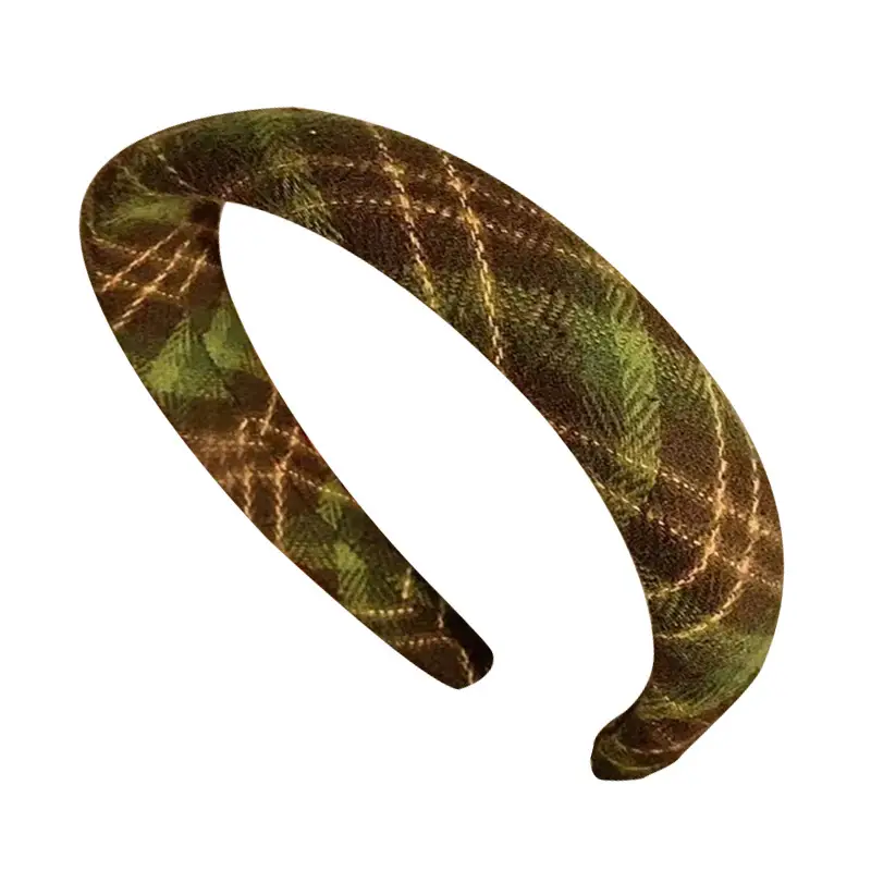 Autumn Plaid Retro Headbands for Women Winter Elegant Wholesale - Image 9