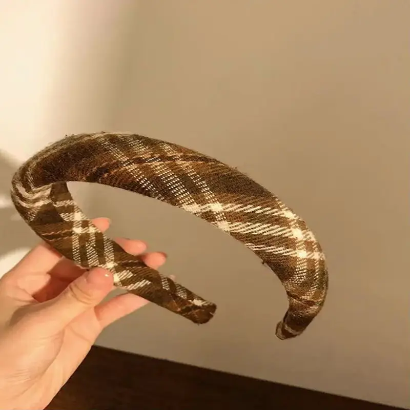 Autumn Plaid Retro Headbands for Women Winter Elegant Wholesale - Image 4