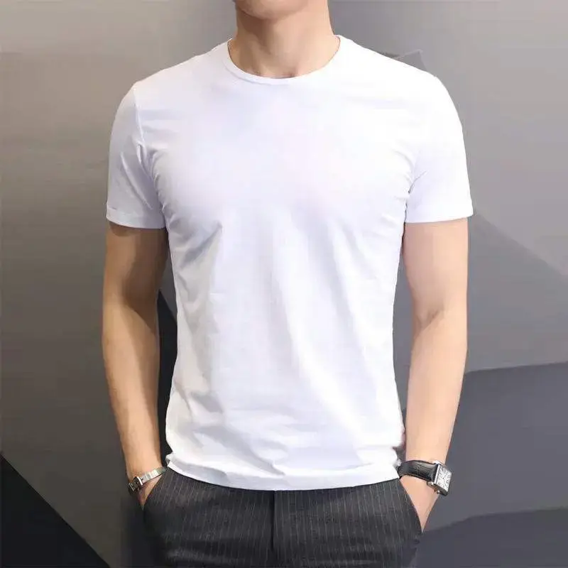 Men White Slim Fit T-Shirt Round Neck - Image 4