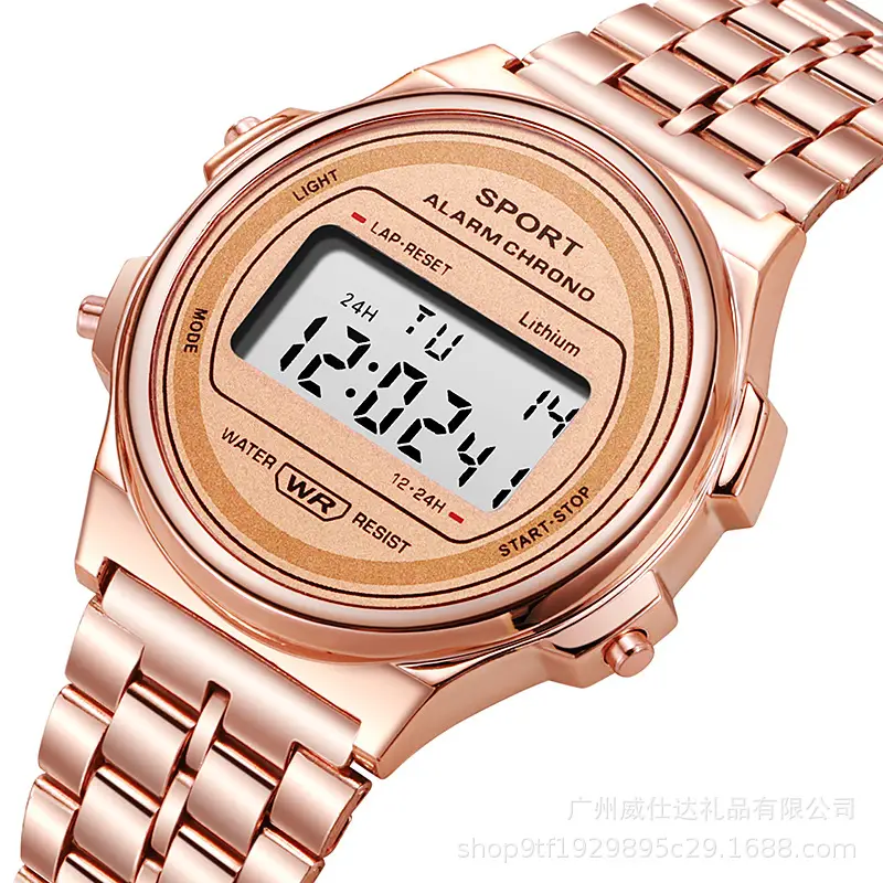 Men Women Gold LED Digital Watch with Steel Belt - Image 6
