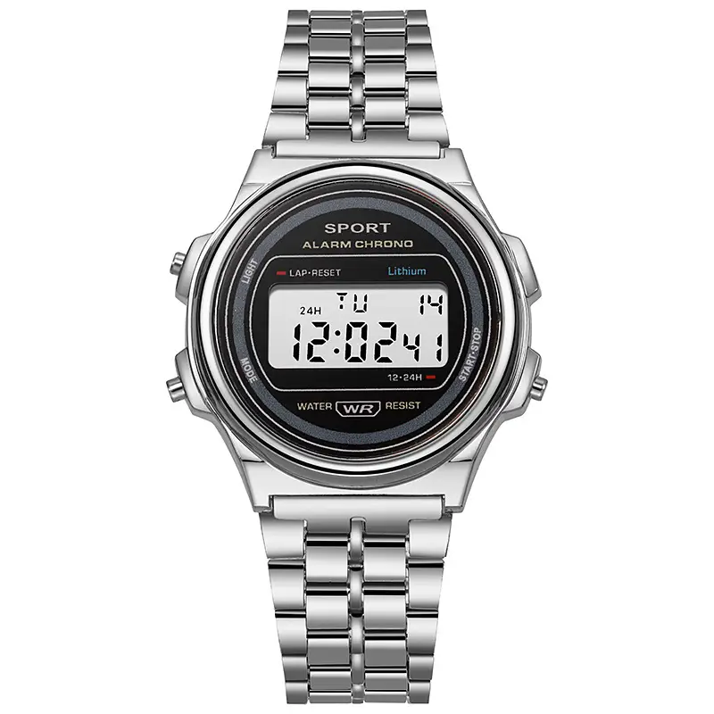 Men Women Gold LED Digital Watch with Steel Belt - Image 9
