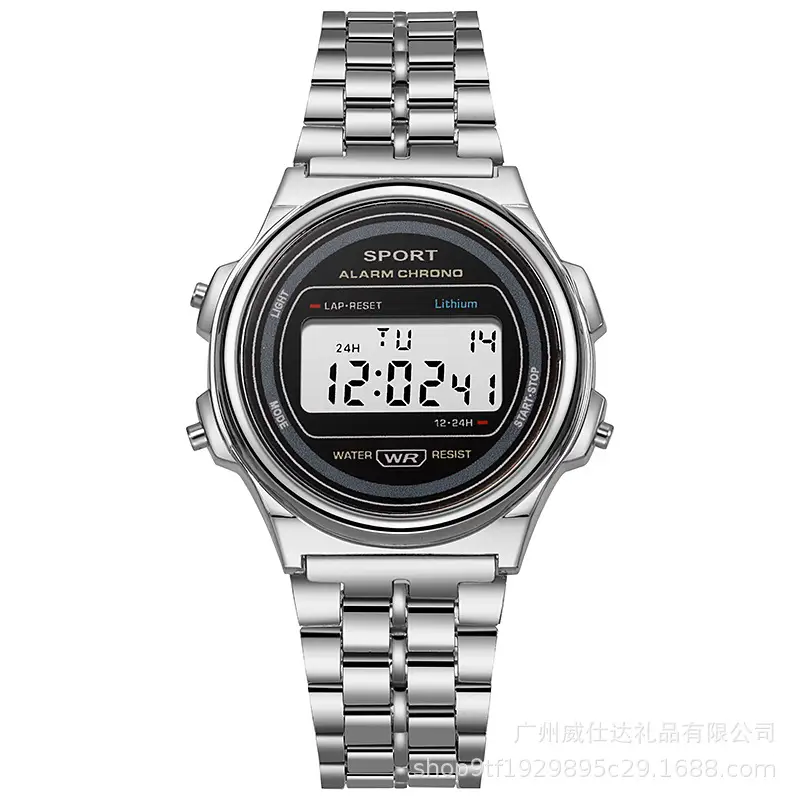 Men Women Gold LED Digital Watch with Steel Belt — feature 8