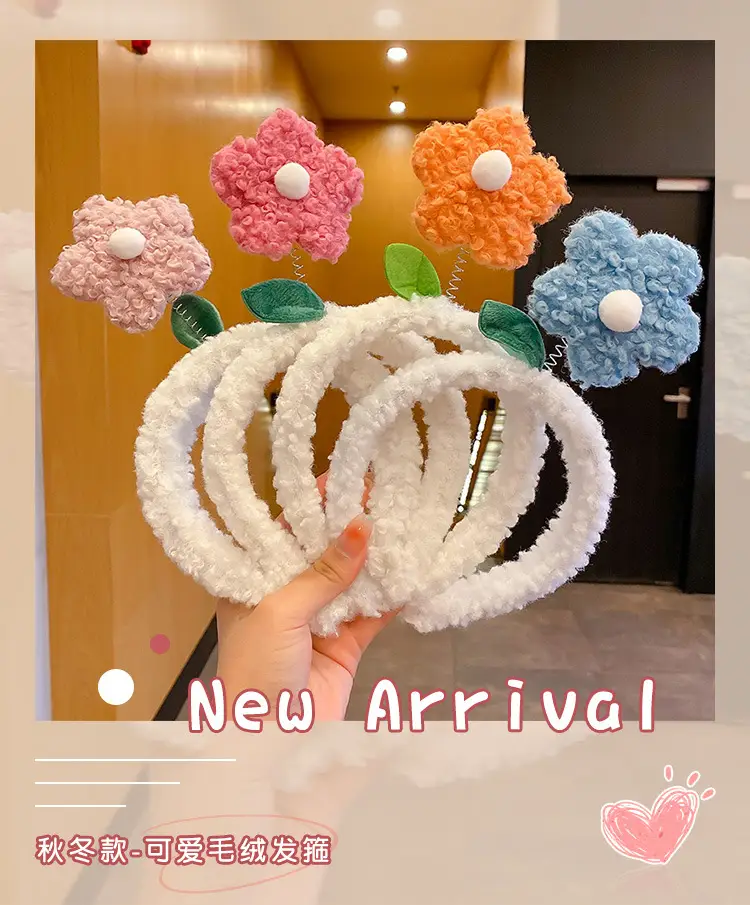 Lamb Wool Flower Headband for Women Autumn Winter — feature 1