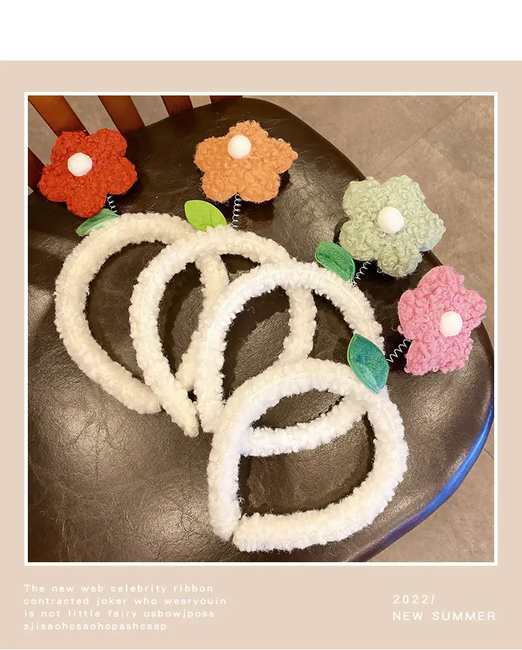Lamb Wool Flower Headband for Women Autumn Winter — feature 7