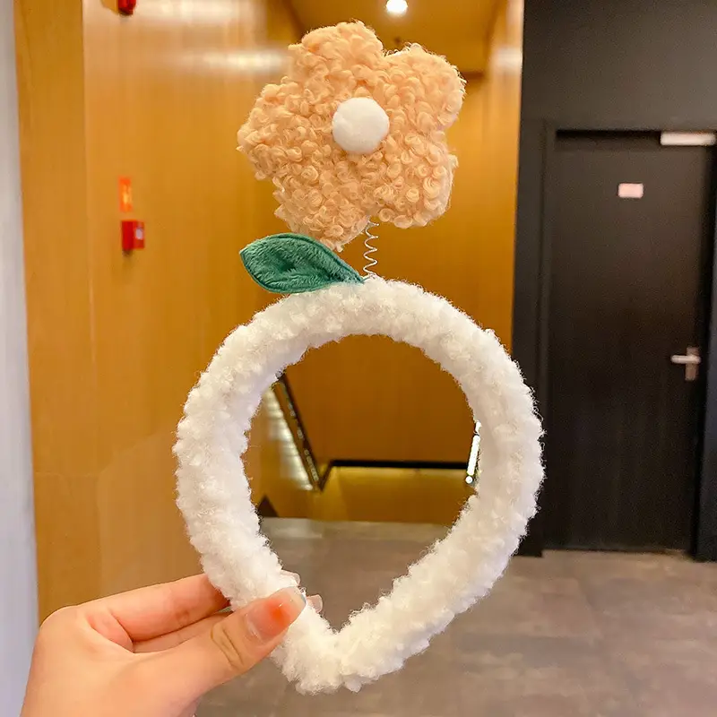 Lamb Wool Flower Headband for Women Autumn Winter - Image 5