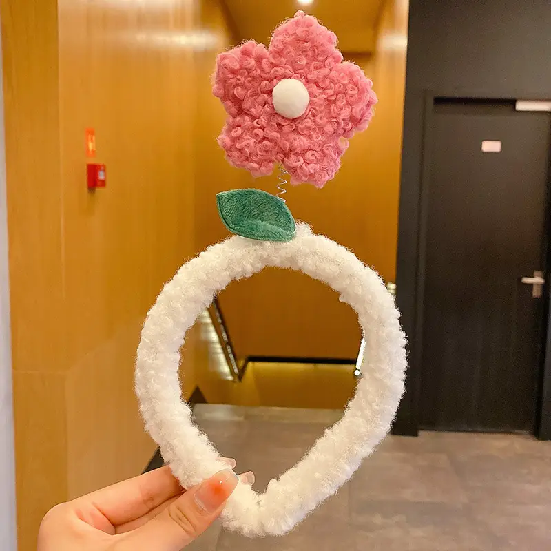 Lamb Wool Flower Headband for Women Autumn Winter - Image 6