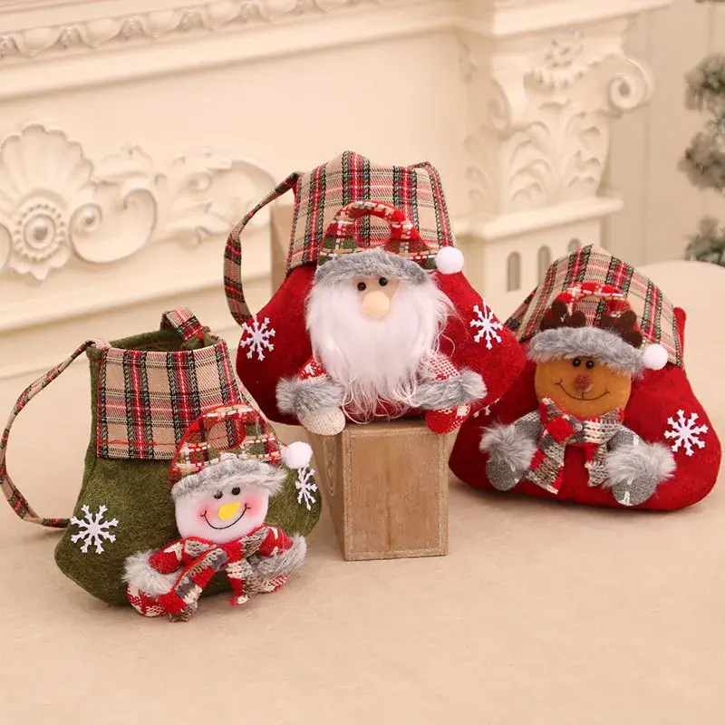 New Plaid Cartoon Christmas Candy Bag Gift Bag