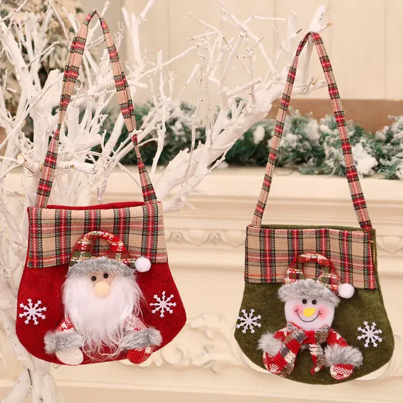 New Plaid Cartoon Christmas Candy Bag Gift Bag