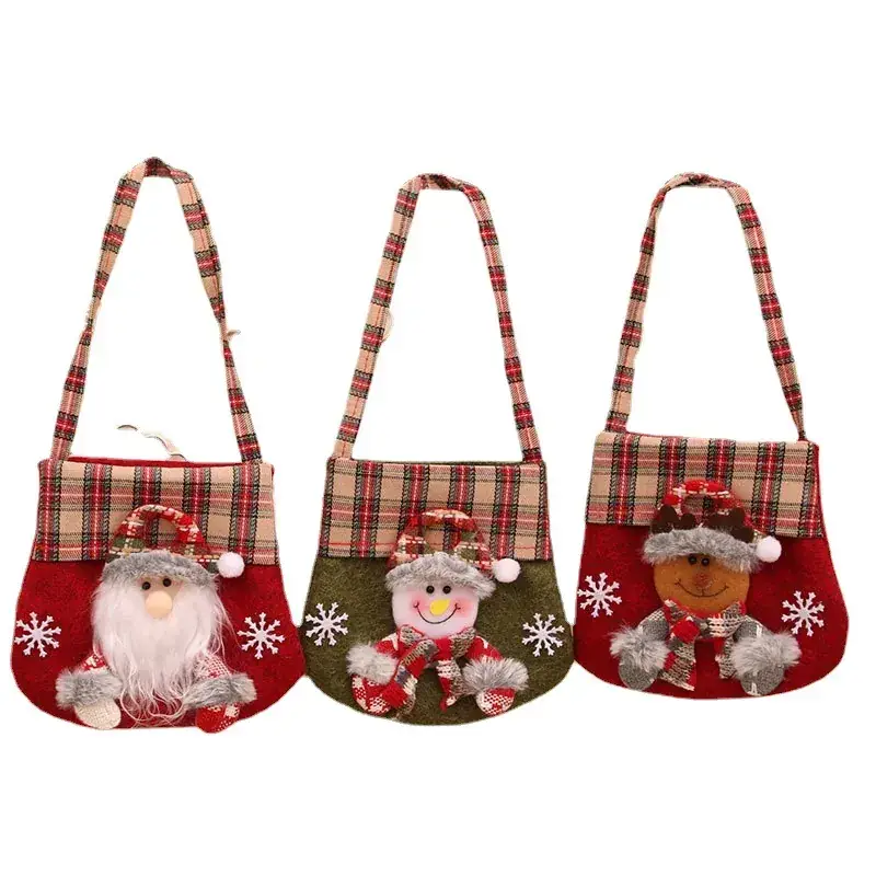 New Plaid Cartoon Christmas Candy Bag Gift Bag