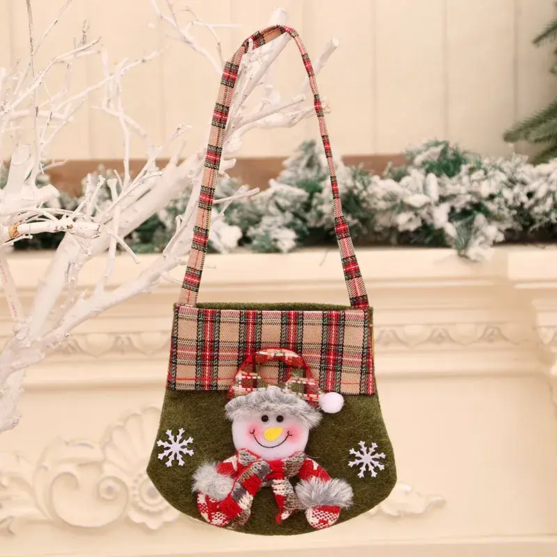 New Plaid Cartoon Christmas Candy Bag Gift Bag