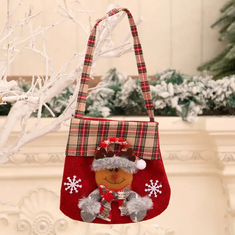 New Plaid Cartoon Christmas Candy Bag Gift Bag