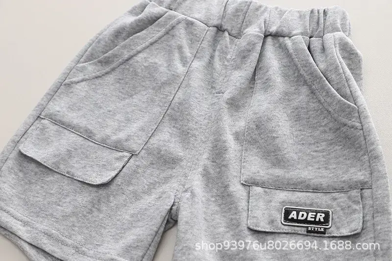 Children Cotton Owl Shorts Suit Blue Grey Summer Boys — feature 14