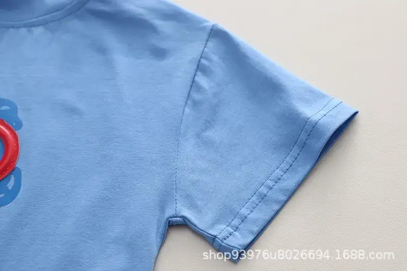 Children Cotton Owl Shorts Suit Blue Grey Summer Boys — feature 8
