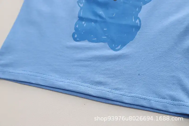 Children Cotton Owl Shorts Suit Blue Grey Summer Boys — feature 9