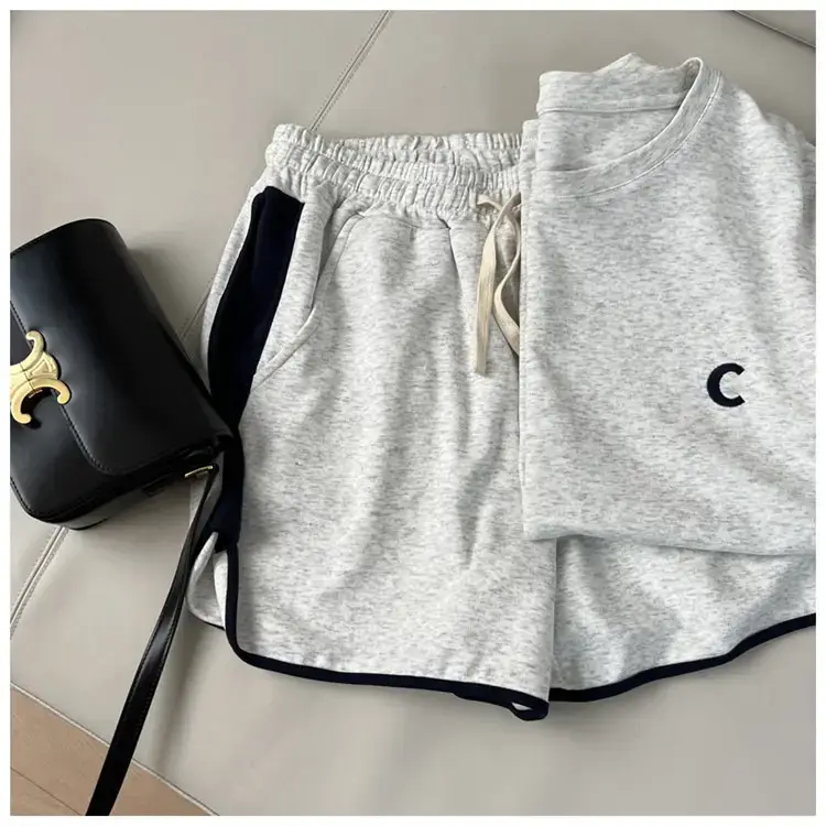 Women Grey C Printed Casual Shorts 2023 Summer — feature 3