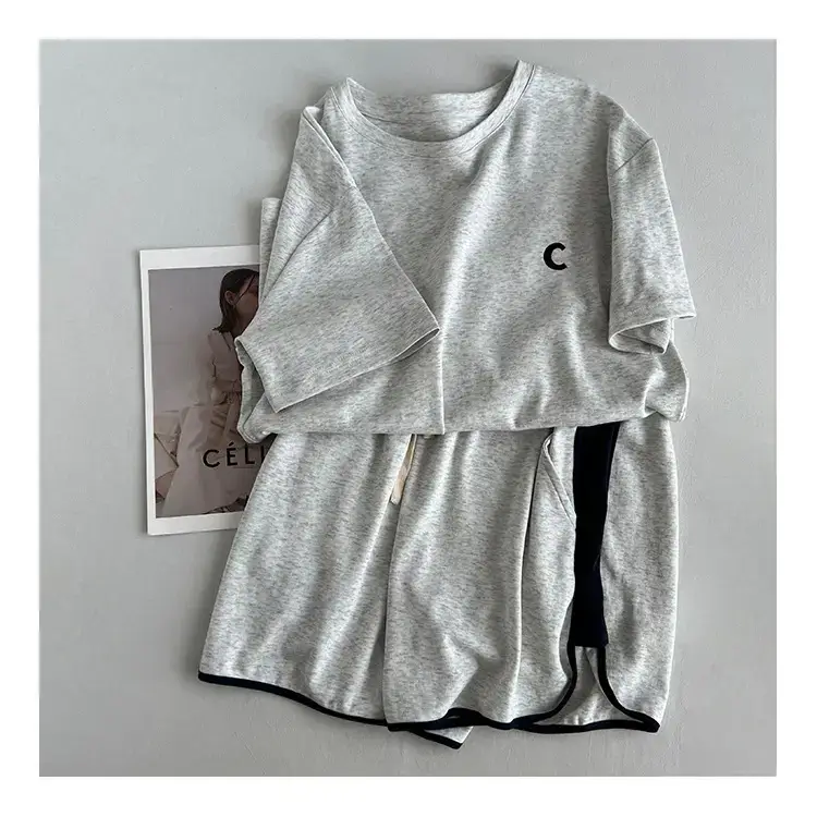 Women Grey C Printed Casual Shorts 2023 Summer — feature 5