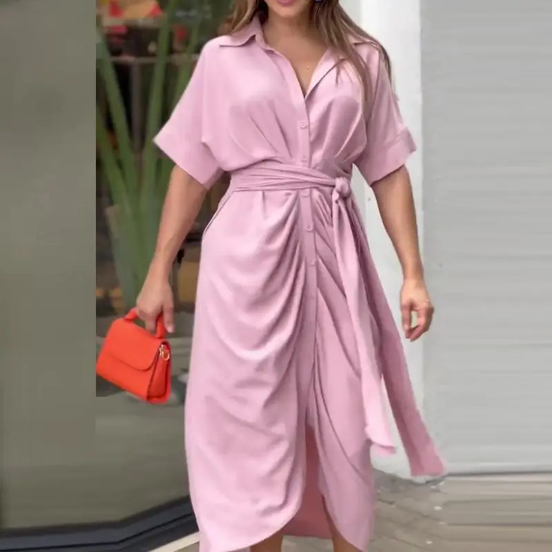 Green V-Neck Wrap Dress for Women — feature 35