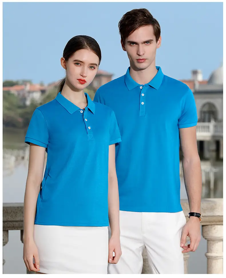 Men's Yellow Polo Shirt Button Collar Short Sleeve — feature 30