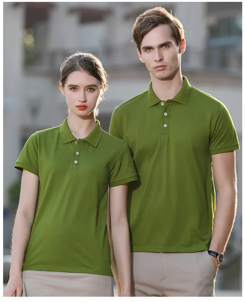 Men's Yellow Polo Shirt Button Collar Short Sleeve — feature 32