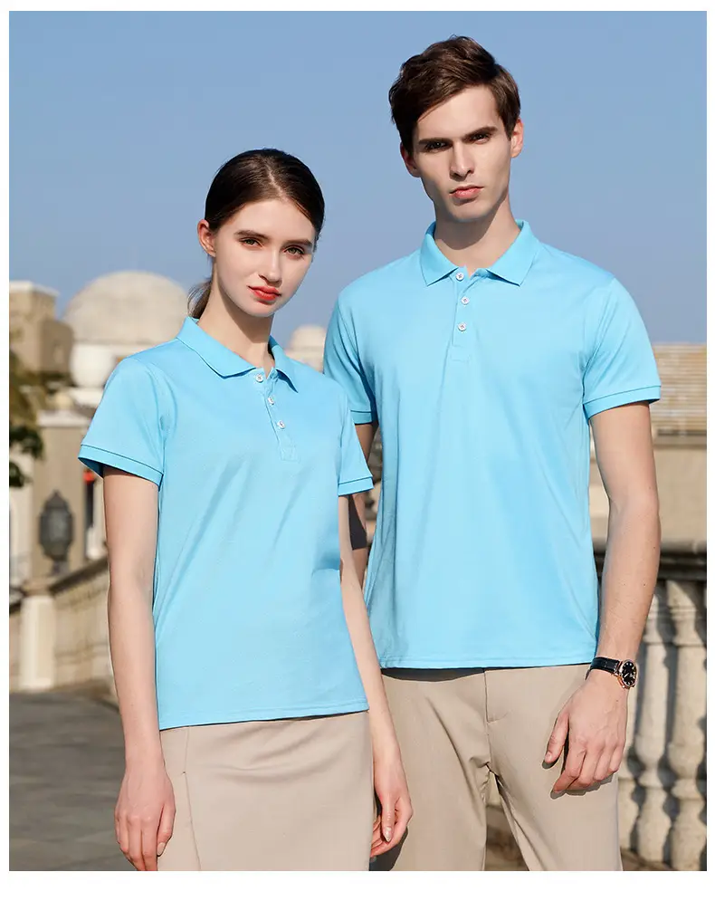 Men's Yellow Polo Shirt Button Collar Short Sleeve — feature 34
