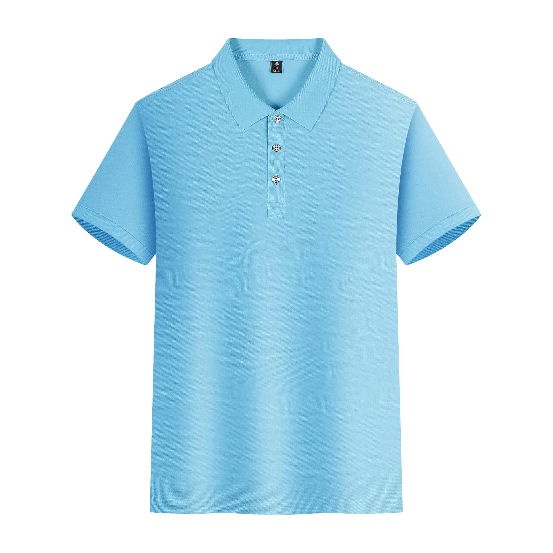 Men's Yellow Polo Shirt Button Collar Short Sleeve - Image 14
