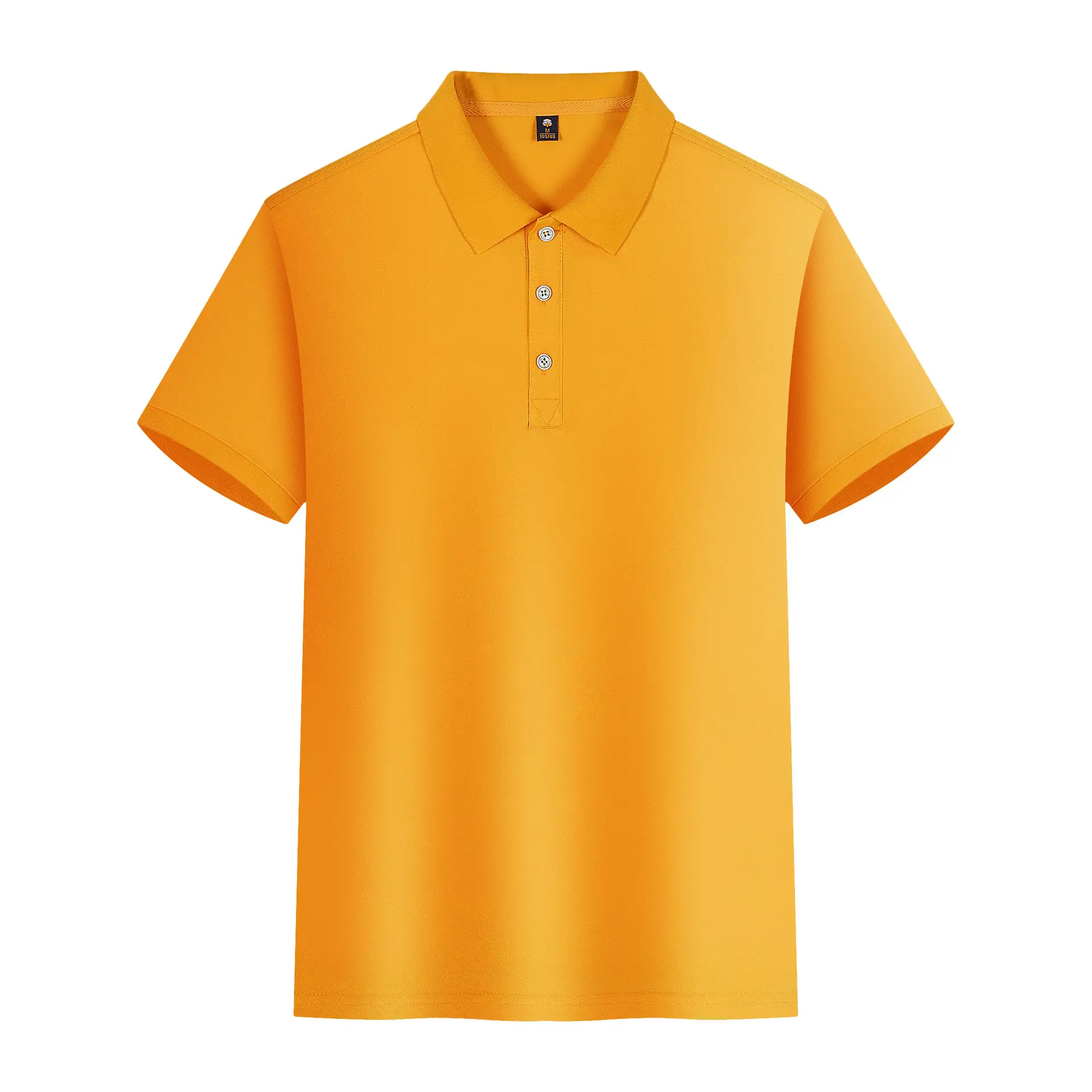 Men's Yellow Polo Shirt Button Collar Short Sleeve - Image 9