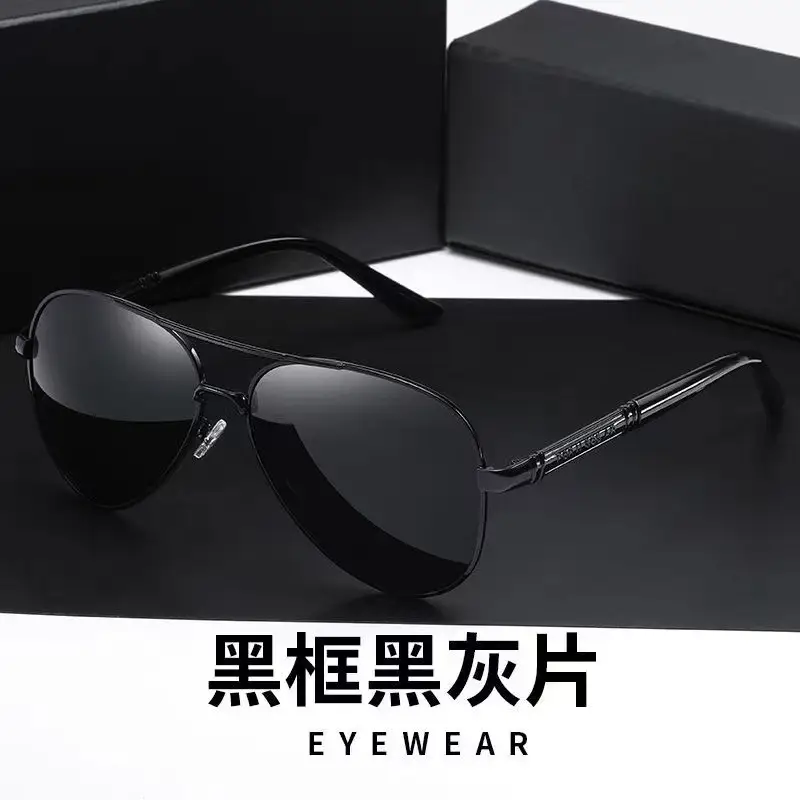Men Polarized Sunglasses Black Silver Frame Anti-UV - Image 8