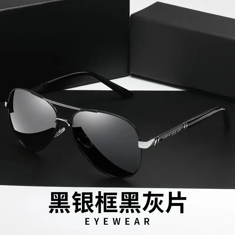 Men Polarized Sunglasses Black Silver Frame Anti-UV - Image 5
