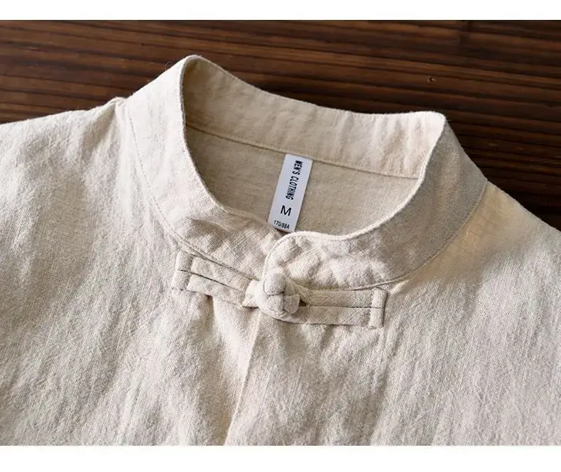 Men's Chinese Style Ramie Tang Suit Cream Loose Cotton Linen Jacket — feature 29