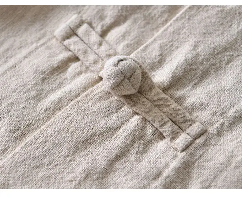 Men's Chinese Style Ramie Tang Suit Cream Loose Cotton Linen Jacket — feature 30