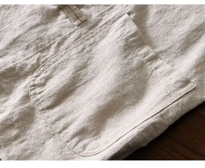 Men's Chinese Style Ramie Tang Suit Cream Loose Cotton Linen Jacket — feature 31