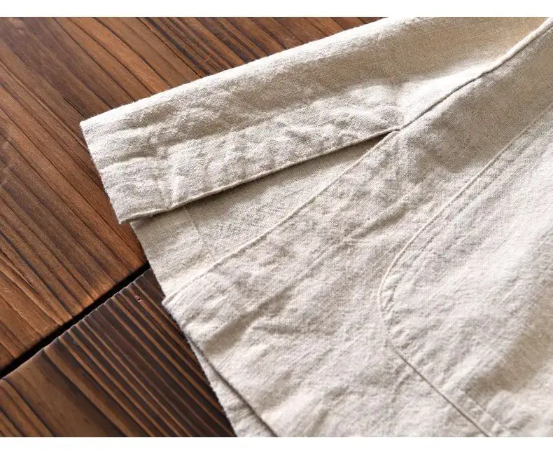 Men's Chinese Style Ramie Tang Suit Cream Loose Cotton Linen Jacket — feature 32