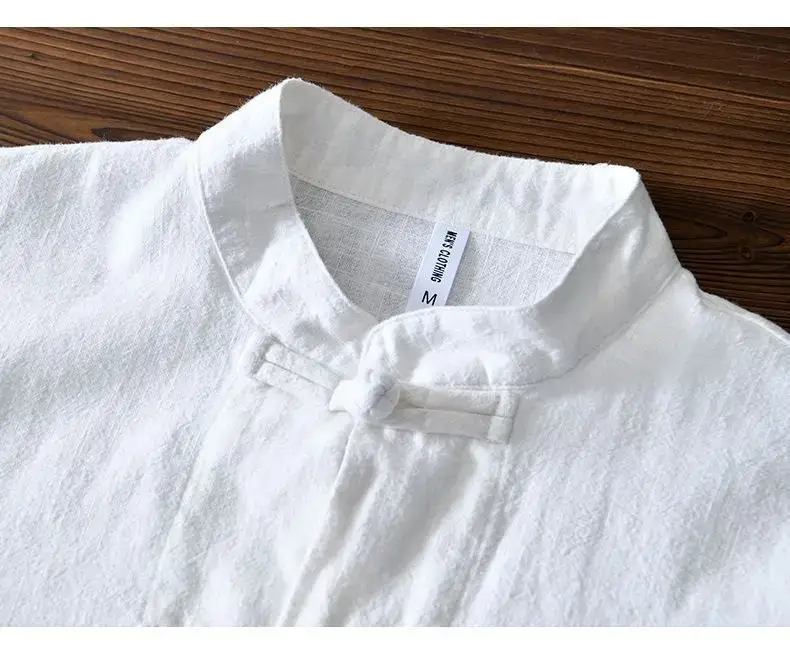 Men's Chinese Style Ramie Tang Suit Cream Loose Cotton Linen Jacket — feature 34