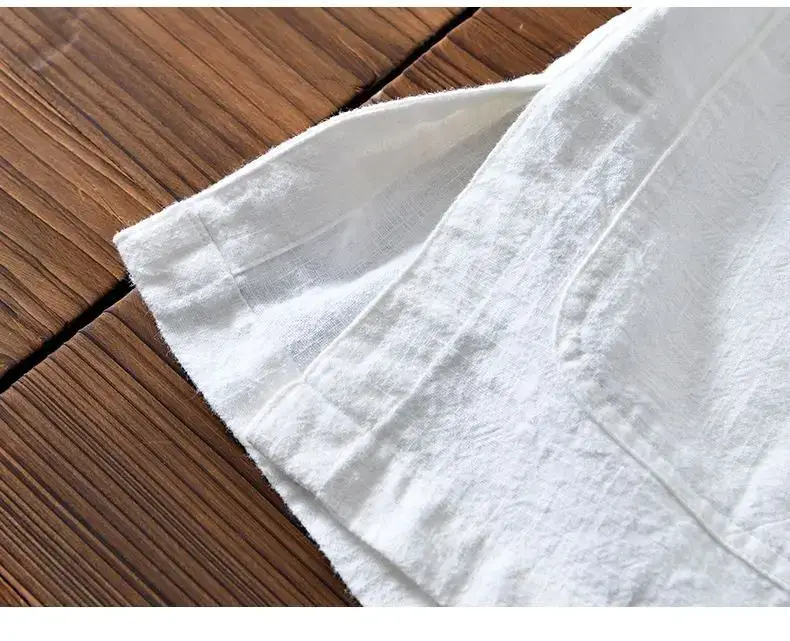 Men's Chinese Style Ramie Tang Suit Cream Loose Cotton Linen Jacket — feature 38