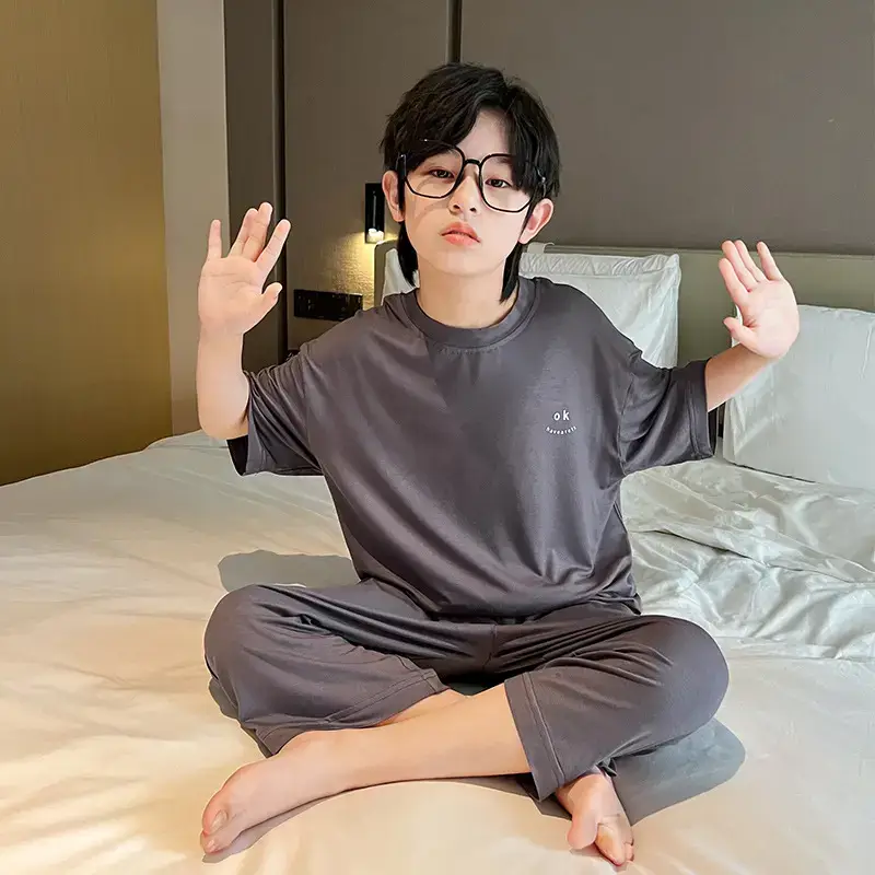 Men's Grey Modal Pajama Suit Summer Wear