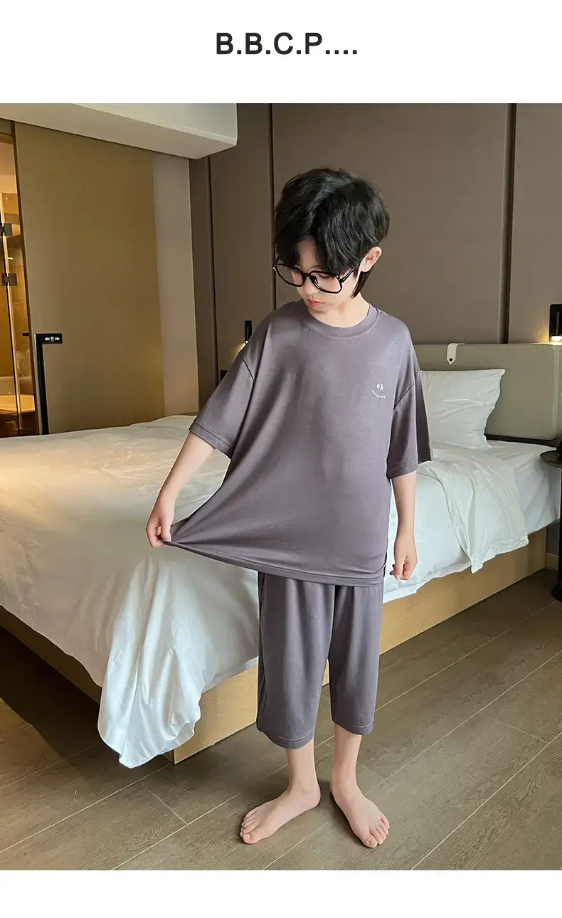 Men's Grey Modal Pajama Suit Summer Wear — feature 23