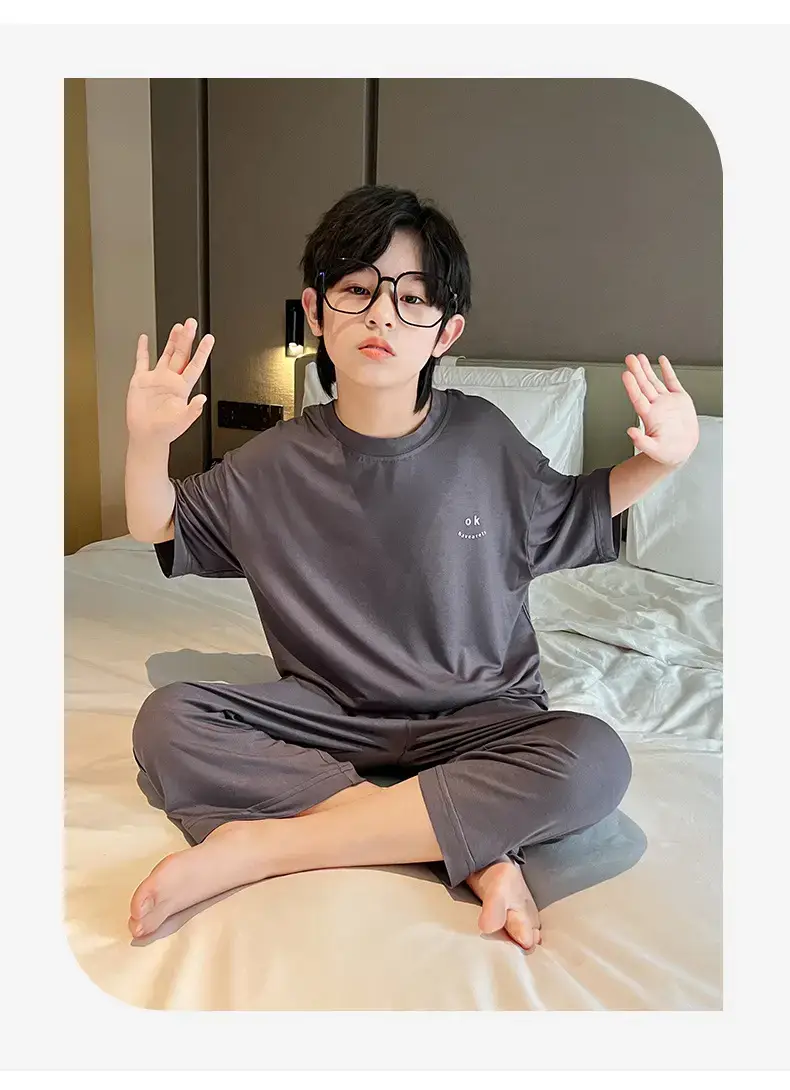 Men's Grey Modal Pajama Suit Summer Wear — feature 24