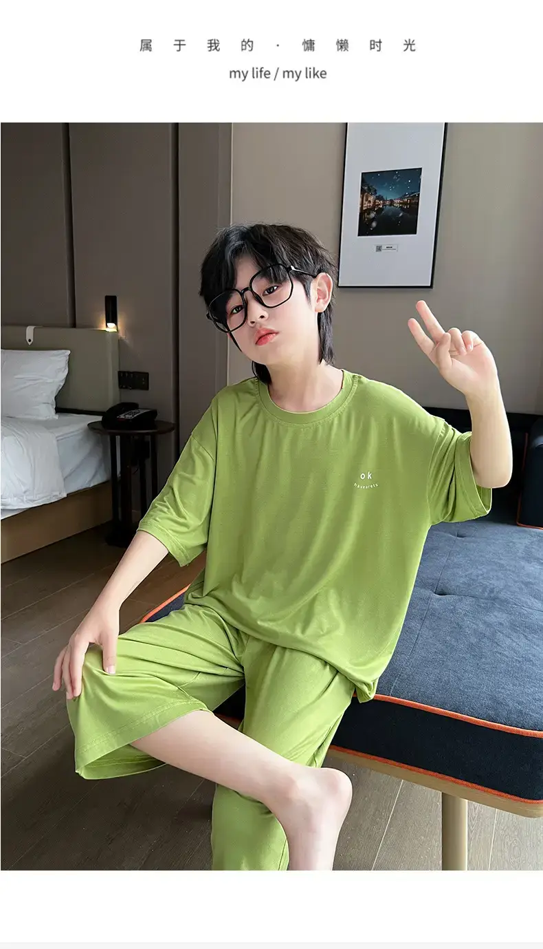 Men's Grey Modal Pajama Suit Summer Wear — feature 25