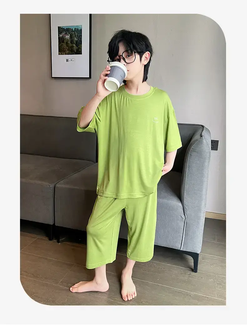 Men's Grey Modal Pajama Suit Summer Wear — feature 26