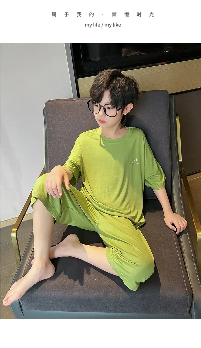 Men's Grey Modal Pajama Suit Summer Wear — feature 27