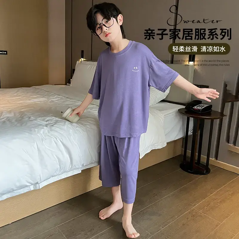 Men's Grey Modal Pajama Suit Summer Wear — feature 3