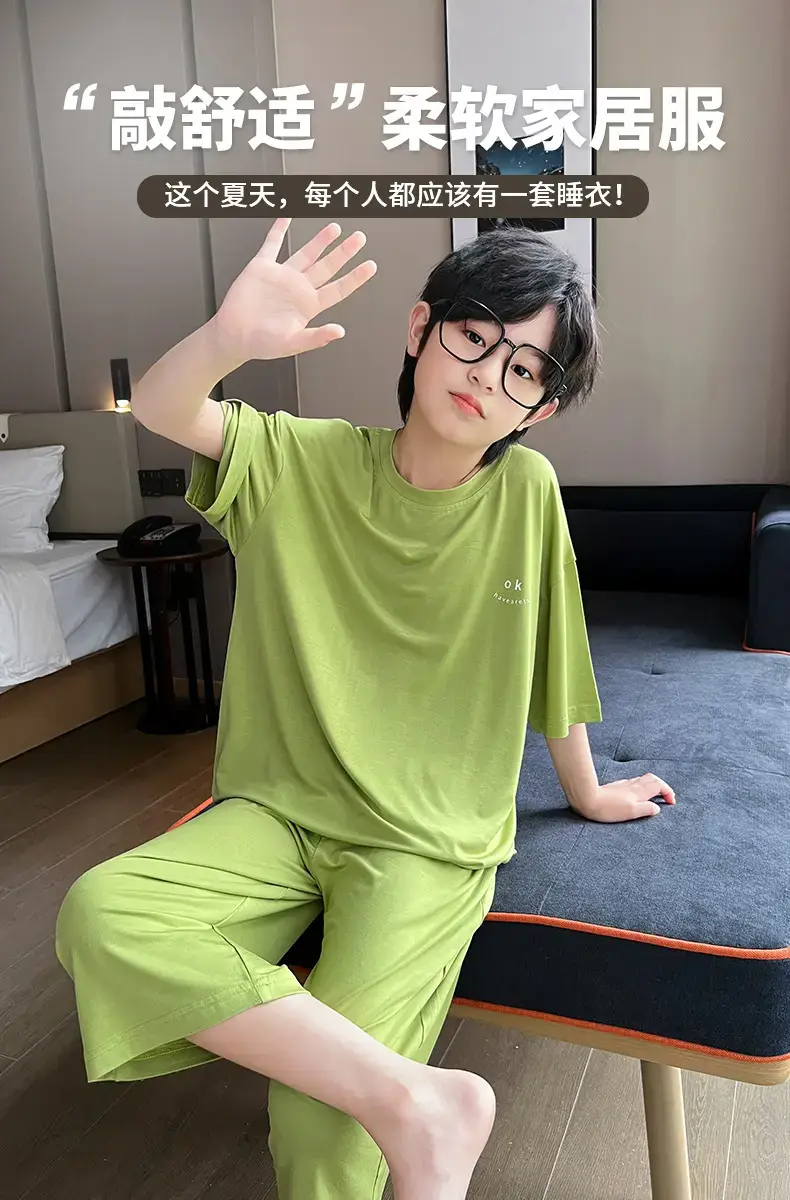 Men's Grey Modal Pajama Suit Summer Wear — feature 5