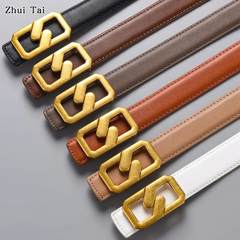 Tie Belt with Gold Plate Buckle Brown - Image 7